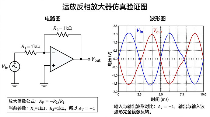 运放反相放大器仿真验证图