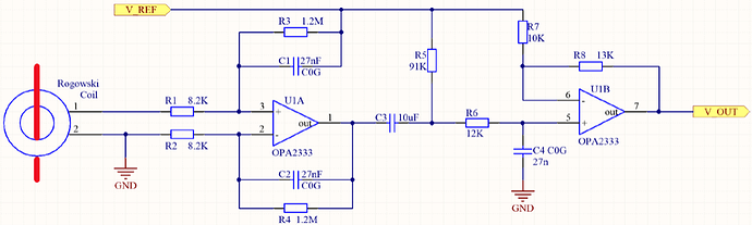 工频应用场合的单电源积分电路原理图